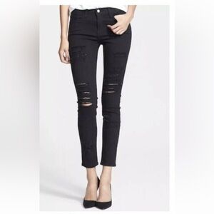 FRAME Denim Le Skinny de Jeanne black distressed Jeans